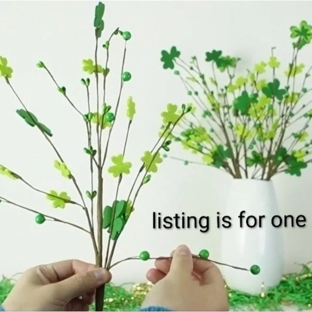 St. Patricks‎ Day Green Clover Pip Berries Floral Pick Stem Spray Branch